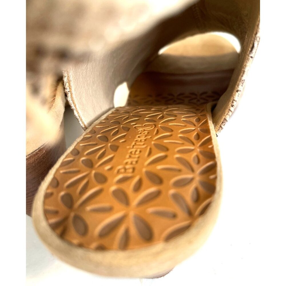 Snake Print Shoes Open Toe Fashion Classic Bootie Heel Sandals Brown Tan Sz 10M - Picture 15 of 16